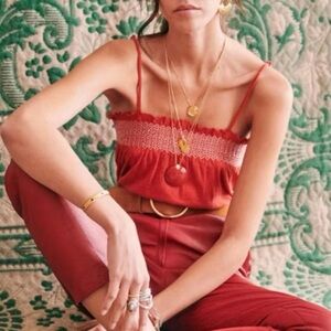 Sezane red embroidered camisole